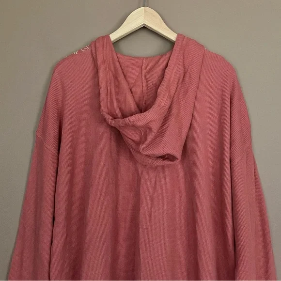 {J. Jill} Embroidered Waffle Knit with Hood in Dusty Rose - Womens XL - Picture 6 of 10
